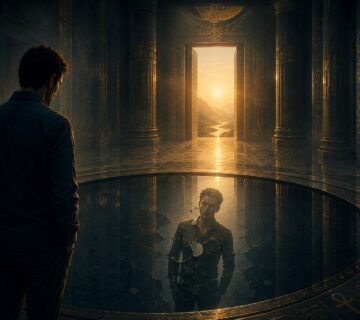 Mystical reflection in ancient temple 360x320